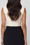 Black and White Shawl Lapel Sheath Midi Work Dress