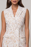 Lace Ivory Peaked Lapel Sheath Short Work Dress