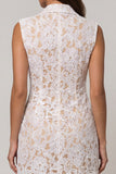 Lace Ivory Peaked Lapel Sheath Short Work Dress
