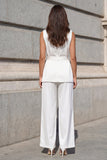White Shawl Lapel 2-piece Women Suits with Belt