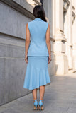 White Notched Lapel 2-piece Asymmetrical Work Dress