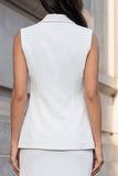 White Notched Lapel 2-piece Asymmetrical Work Dress