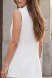 White Notched Lapel Pleated 2-Piece A Line Work Dress