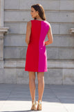 Fuchsia and Red Sleeveless Bodycon Mini Work Dress