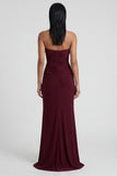Burgundy Strapless Mermaid Long Formal Dress