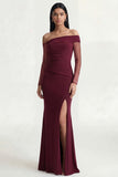 Burgundy Mermaid Off The Shoulder Formal Dress