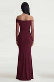 Burgundy Mermaid Off The Shoulder Formal Dress