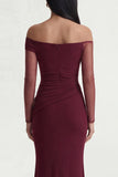 Burgundy Mermaid Off The Shoulder Formal Dress