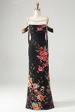Ivory Cold Shoulder Mermaid Floral Formal Dress with Sash