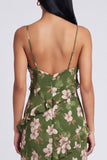 Dark Green Ruffled Mermaid Spaghetti Straps Floral Dress