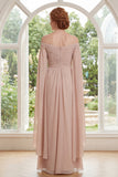 Chiffon Champagne Off the Shoulder Ruched Mother Of the Bride Dress with Cape Sleeves