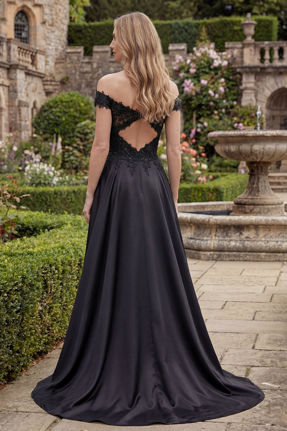black beaded backless dress Jovani 22286