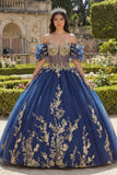Off The Shoulder Navy Ball Gown Quinceanera Dress with Appliques