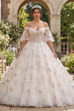 Champagne Corset Floral Ball Gown Quinceanera Dress