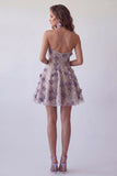 Sparkly Purple Sequin Floral Short Cocktail Dress