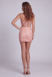 Sparkly Watermelon Bodycon Corset Floral Short Cocktail Dress