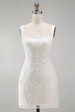Elegant Square Neck Sequin Floral Beaded Pearl Homecoming Dress
