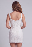 Elegant Square Neck Sequin Floral Beaded Pearl Homecoming Dress