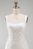 Elegant Square Neck Sequin Floral Beaded Pearl Homecoming Dress