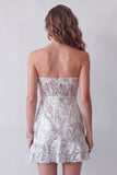 Sparkly Strapless Corset Beaded Tight Short Homecoming Dress with Ruffles
