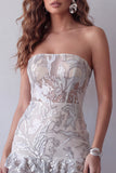 Sparkly Strapless Corset Beaded Tight Short Homecoming Dress with Ruffles