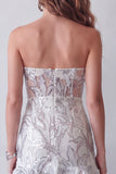 Sparkly Strapless Corset Beaded Tight Short Homecoming Dress with Ruffles