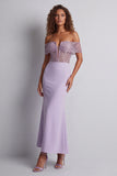 Sparkly Off The Shoulder Light Purple Mermaid Formal Dress