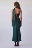 Dark Green Spaghetti Straps Mermaid Formal Dress with Neck Scarf