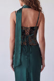 Dark Green Spaghetti Straps Mermaid Formal Dress with Neck Scarf