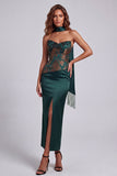 Strapless Dark Green Sheath Formal Dress with Strapless