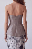 Vintage Mauve Mermaid Chiffon Floral Strapless Long Formal Dress