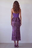 Purple Mermaid Chiffon Strapless Ruffled Midi Formal Dress