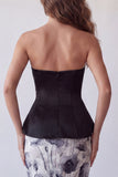 Black Strapless Bodycon Chiffon Floral Midi Formal Dress