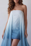 Lake Blue Chiffon Strapless Bodycon Mini Formal Dress