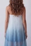 Lake Blue Chiffon Strapless Bodycon Mini Formal Dress