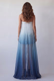 Lake Blue Chiffon Strapless Bodycon Mini Formal Dress