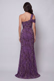 One Shoulder Mermaid Purple Chiffon Long Formal Dress