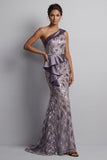 Sparkly Vintage Mauve Long Beaded Mermaid Mother of the Bride Dress with Ruffles