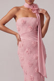 Pink Strapless Mermaid Floral Long Mother Of the Bride Dress