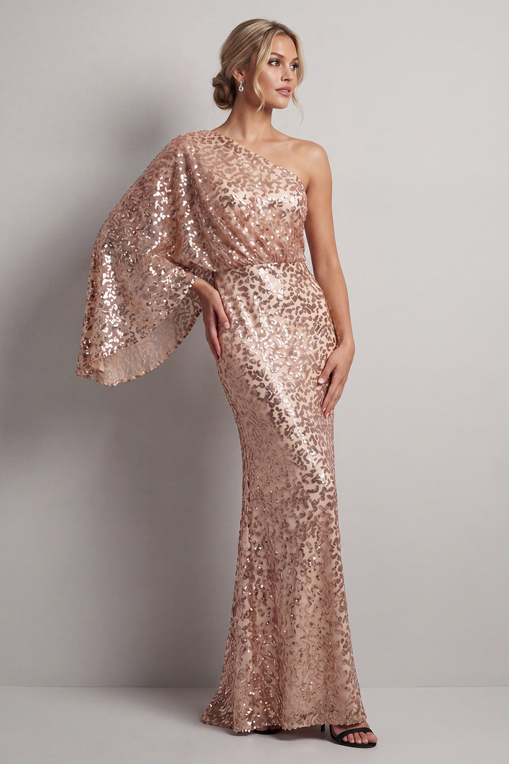 Zpaka Women Sparkly Champagne Mother Of the Bride Dress with Sleeves ...