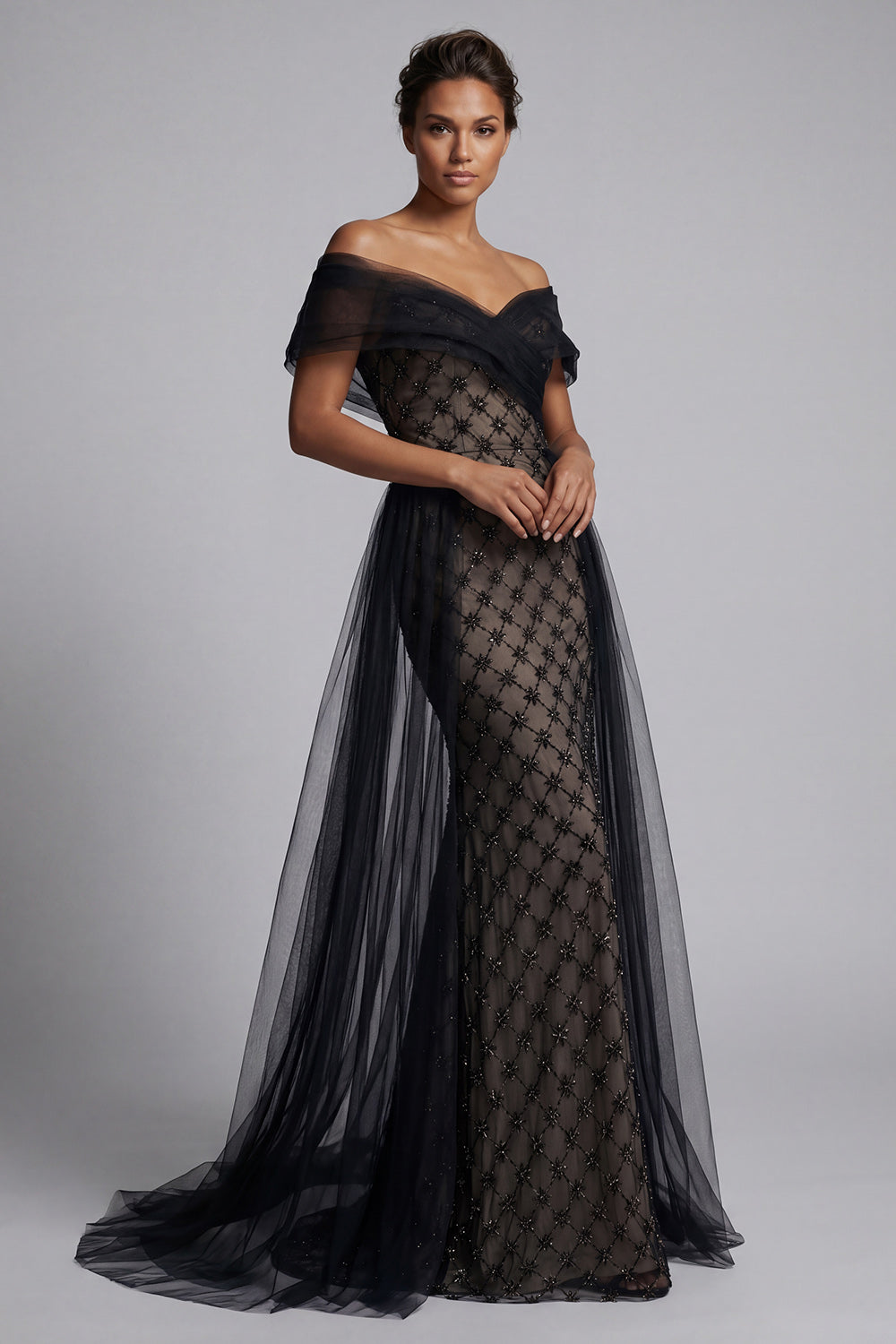 black beaded mother of the bride dresses Mother Of The Bride Dresses In Black Sheath Beaded Neckline Illusion Sleeves Midi Mother Of The Bride Dress