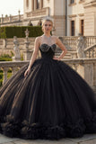 Black Halter Neck Ball Gown Glitter Princess Quinceanera Dress