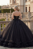 Black Halter Neck Ball Gown Glitter Princess Quinceanera Dress