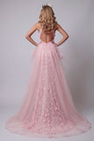 Halter Pink Ruffled Open Back Mermaid Pageant Dress