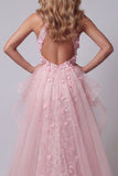 Halter Pink Ruffled Open Back Mermaid Pageant Dress