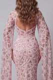 High Neck Blush Sequin Mermiad Pageant Dress