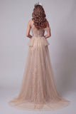 One Shoulder Champagne Sequin Mermiad Pageant Dress with Cape