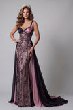 Plum Mermaid Sequin Pageant Dress with Cape