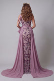 Vintage Mauve One Shoulder Sequin Mermaid Bowed Pageant Dress