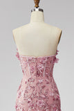 Sparkly Blush Corset Mermaid Long Beaded Floral Pageant Dress